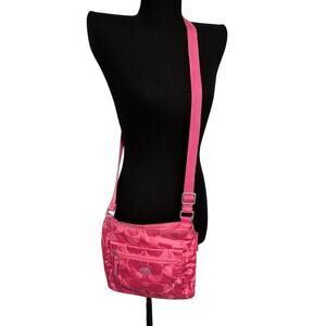 COACH Signature Getaway Nylon File Cross-body Bag F77408 Hot Pink